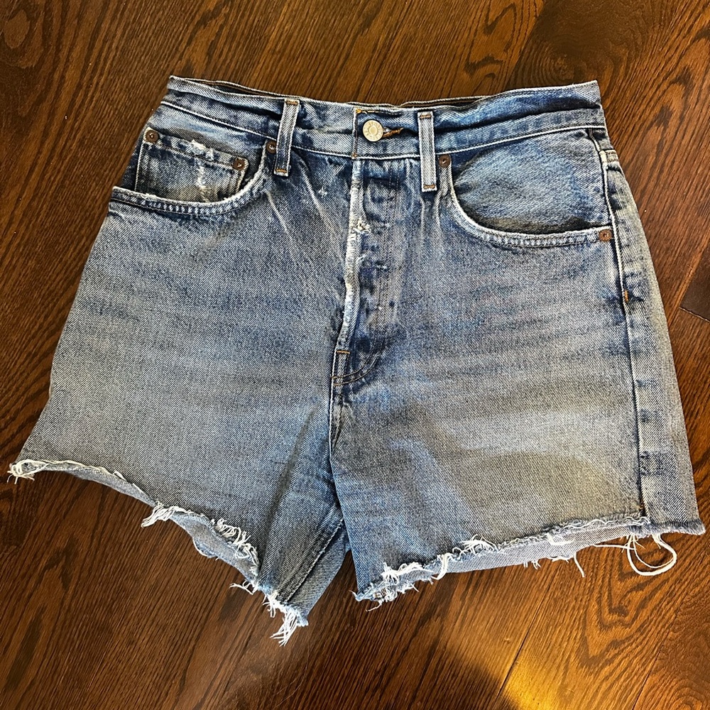 Agolde Riley Blue Denim Women's Shorts